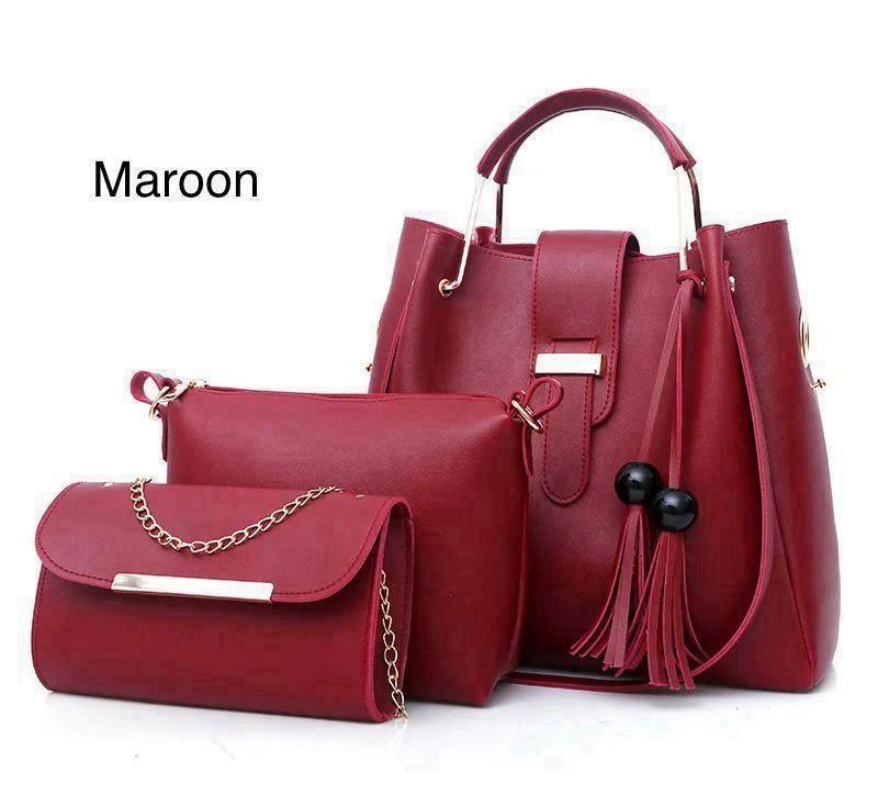 Women’s Rexine Hand Bag Set – Black