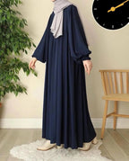 Georgette Plain Classic Abaya with Stroller – Blue