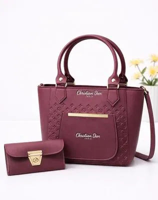 Women's Leather Plain Shoulder Bag – Maroon