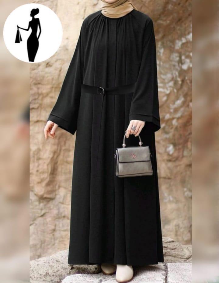 Georgette Plain Full Abaya – Black