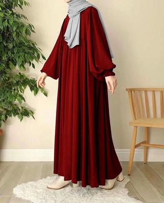 Georgette Texture Full Abaya with Stroller – Maroon