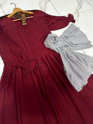 Georgette Texture Full Abaya with Stroller – Maroon