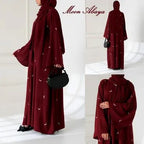 Georgette Embroidered Full Abaya with Stroller – Maroon
