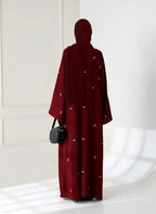 Georgette Embroidered Full Abaya with Stroller – Maroon