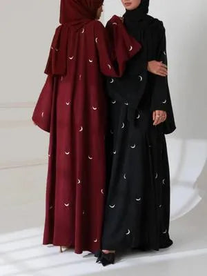 Georgette Embroidered Full Abaya with Stroller – Maroon