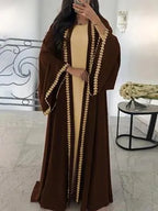 Georgette Embroidered Classic Abaya – Brown