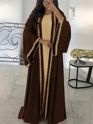 Georgette Embroidered Classic Abaya – Brown