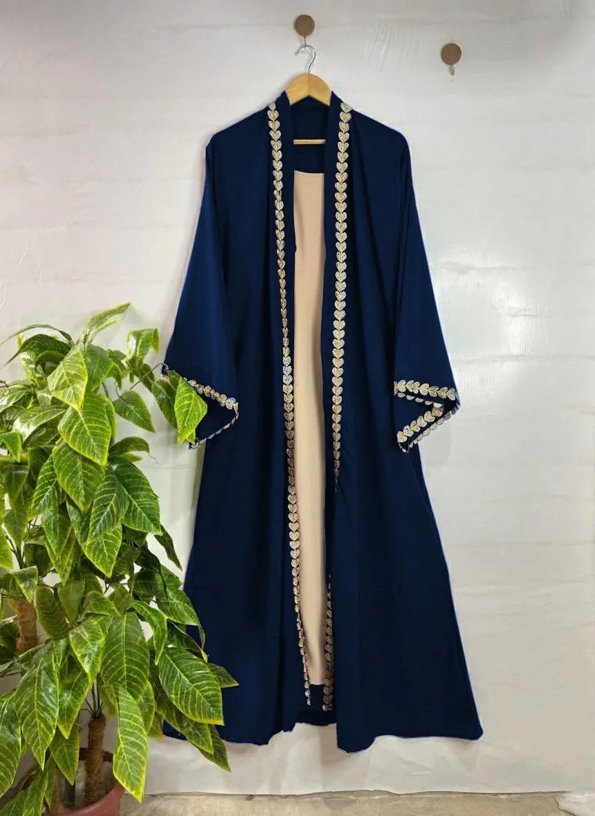 Georgette Embroidered Classic Abaya – Blue
