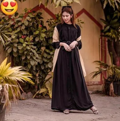 Georgette Plain Classic Abaya – Black