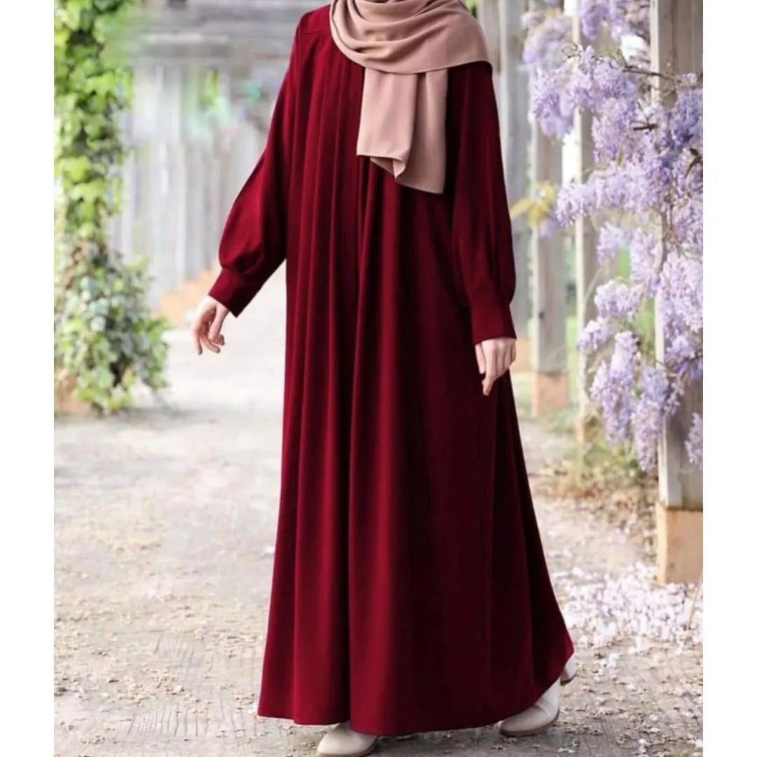 Georgette Plain Classic Abaya – Maroon