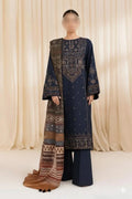 3 Pcs Women's Unstitched Embroidered Lawn Suit – Blue