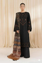 3 Pcs Women's Unstitched Embroidered Lawn Suit