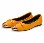 Women’s Synthetic Leather Fancy Pumps – Mustard