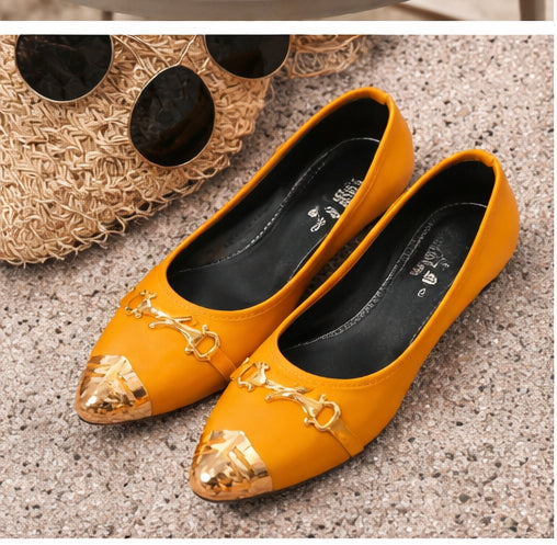 Women’s Synthetic Leather Fancy Pumps – Mustard