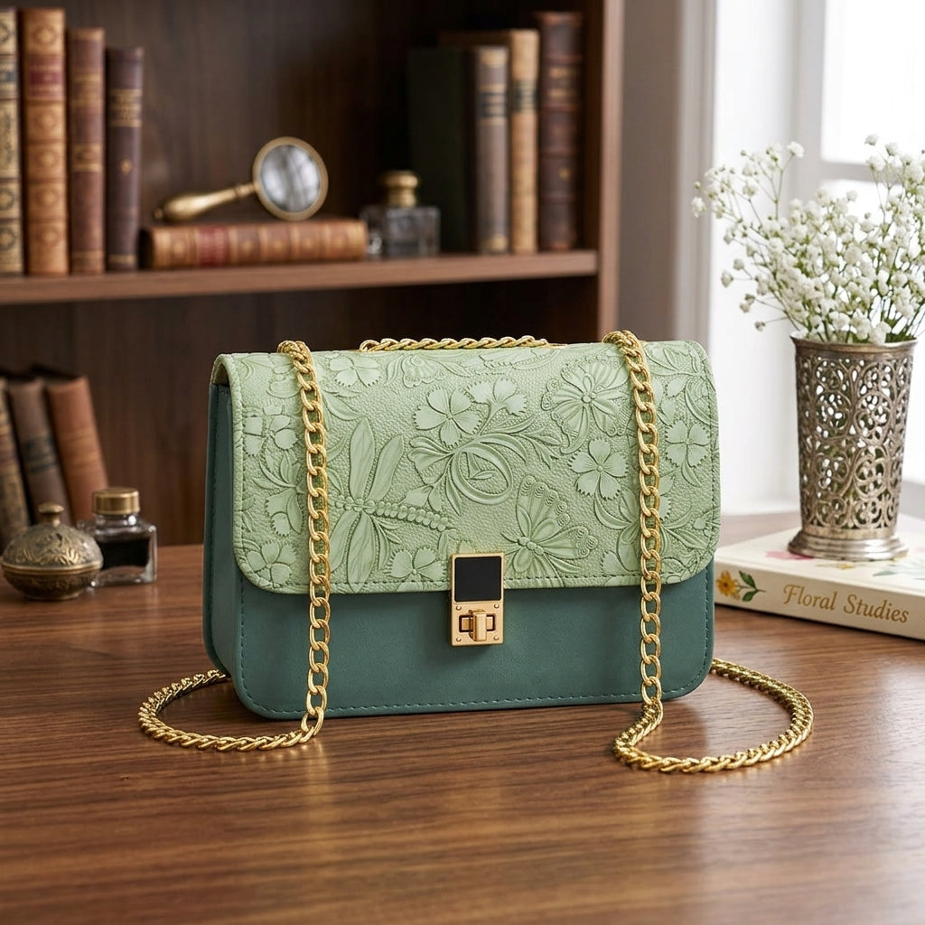 Stylish Green Chain Crossbody Bag