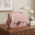 Compact Pink Leather Crossbody Bag