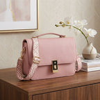 Compact Pink Leather Crossbody Bag