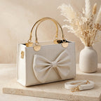 Simple White Leather Handbag