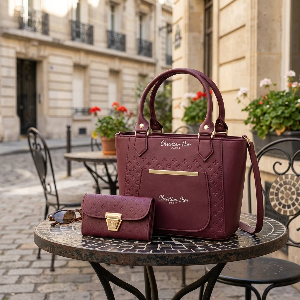 Women's Leather Plain Shoulder Bag – Maroon