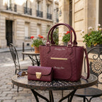 Women's Leather Plain Shoulder Bag – Maroon
