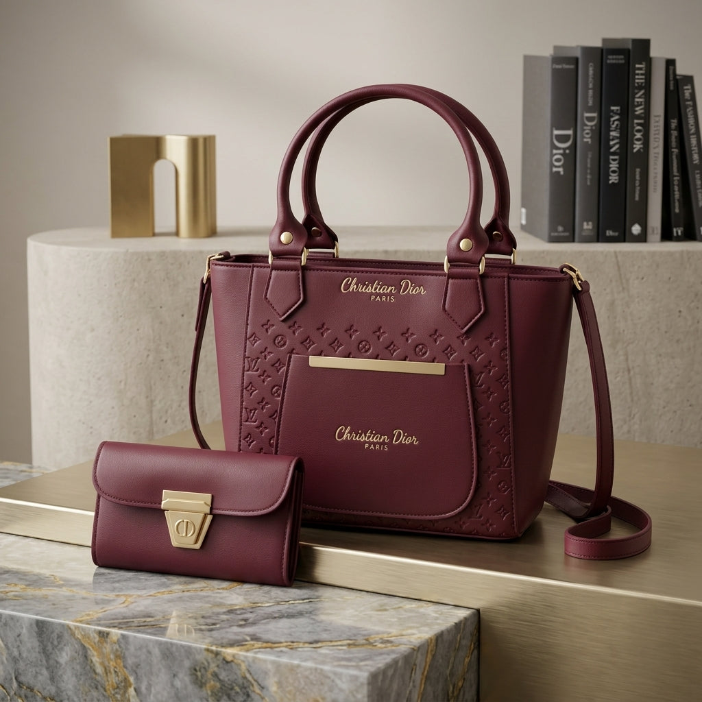 Women's Leather Plain Shoulder Bag – Maroon