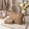 Women's Leather Plain Shoulder Bag – Beige