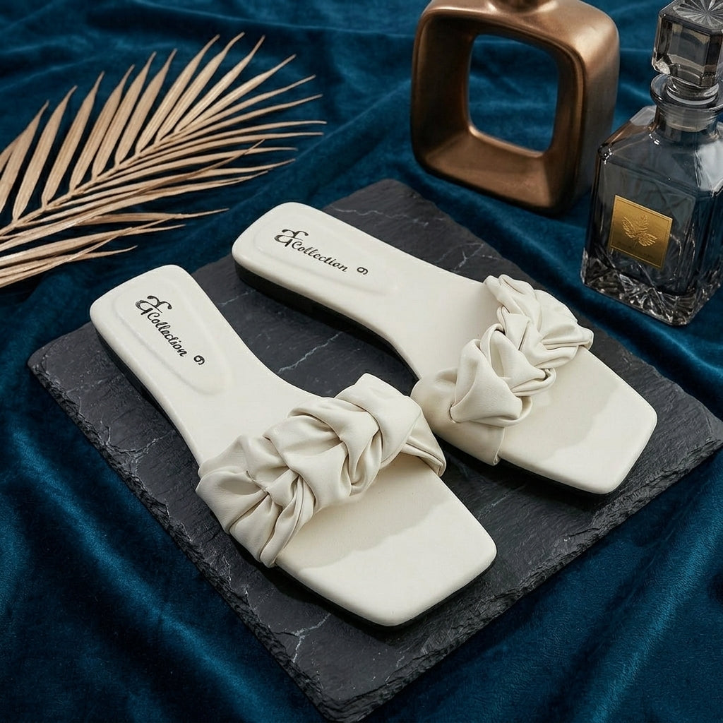 Elegant White Ruffled Flats for Women
