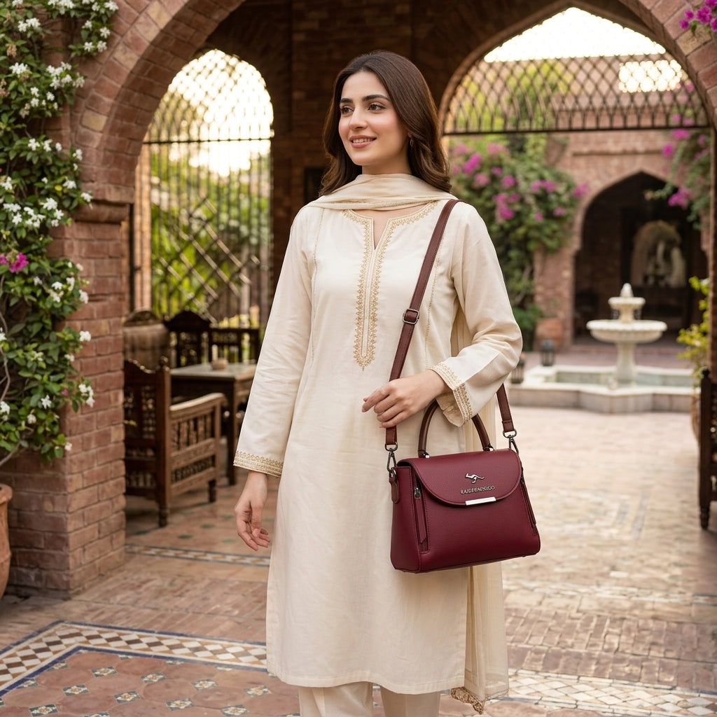Compact & Stylish Girls Leather Shoulder Bag – Easy Carry for Daily Essentials