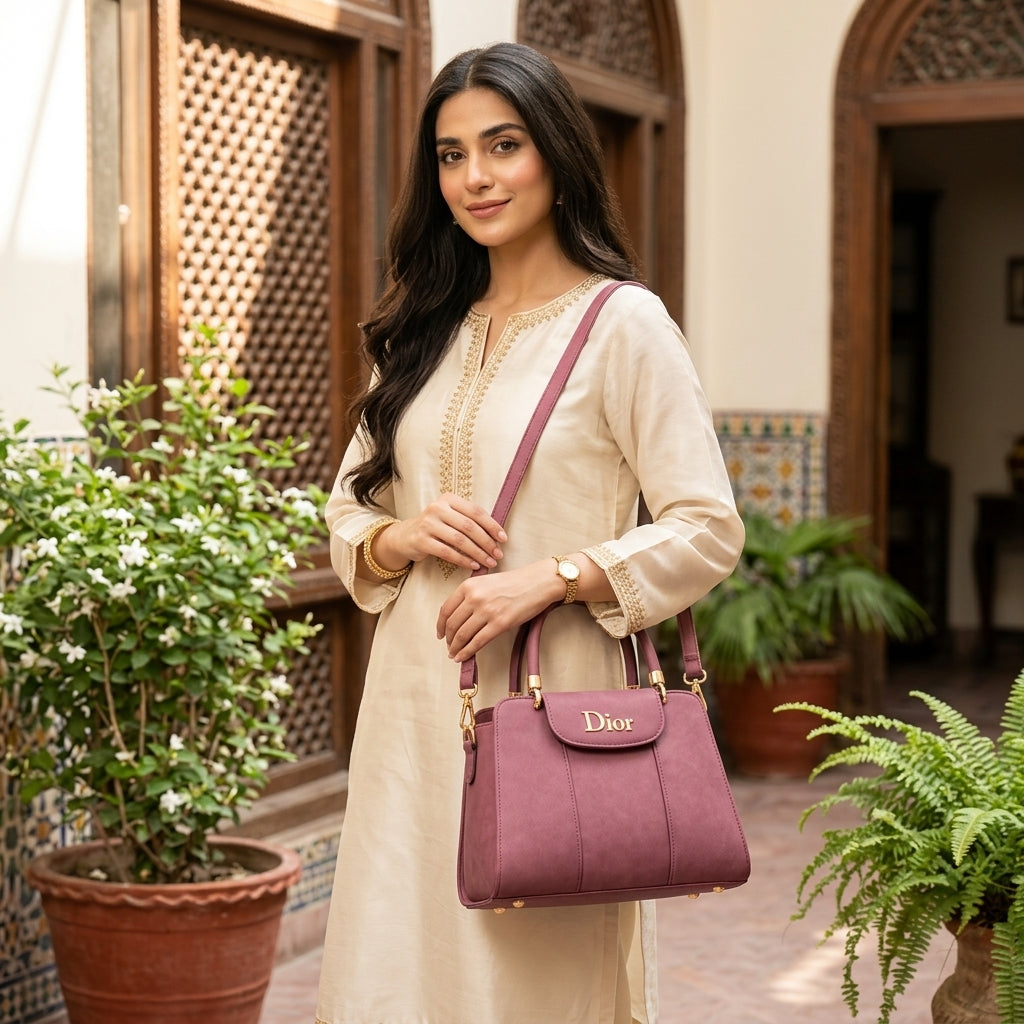 Stylish Pink Leather Handbag – Easy Carry with Premium Look