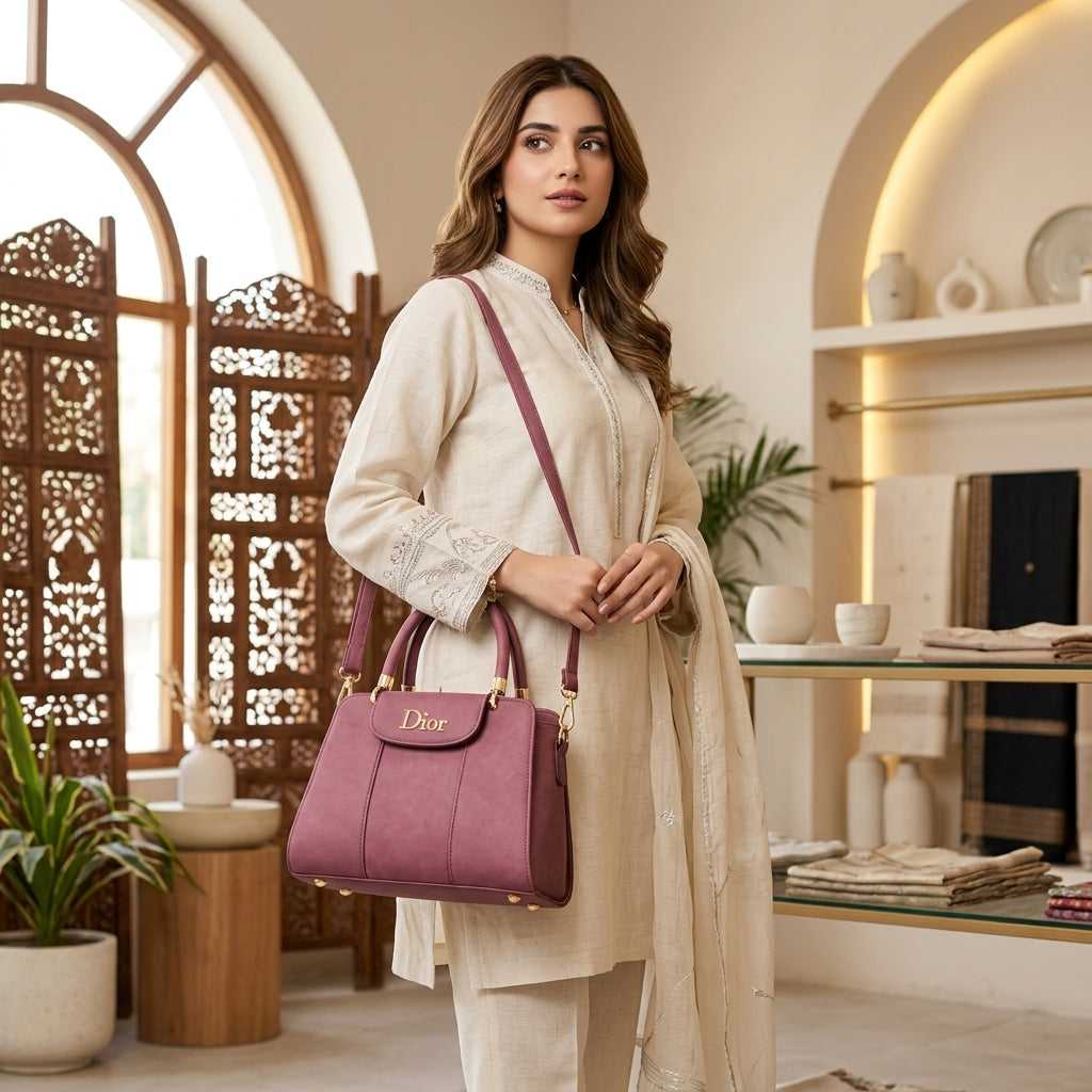 Stylish Pink Leather Handbag – Easy Carry with Premium Look