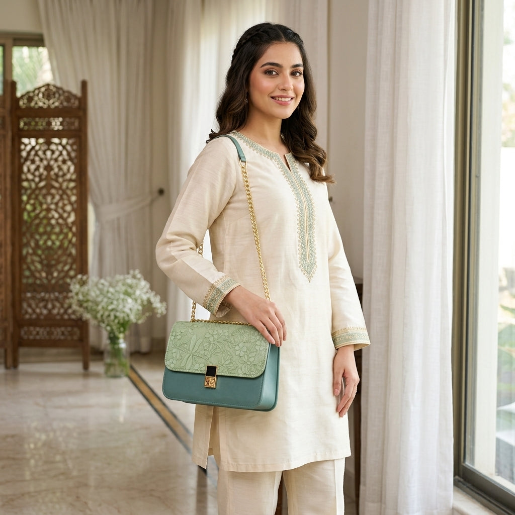 Stylish Green Chain Crossbody Bag