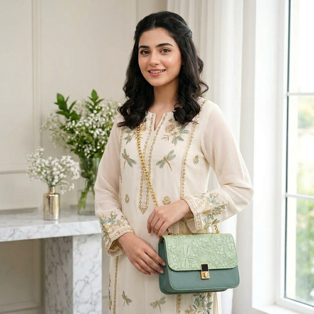 Stylish Green Chain Crossbody Bag