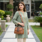 Women's Leather Plain Shoulder Bag – Brown