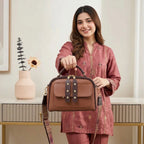 Women's Leather Plain Shoulder Bag – Brown