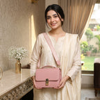 Compact Pink Leather Crossbody Bag