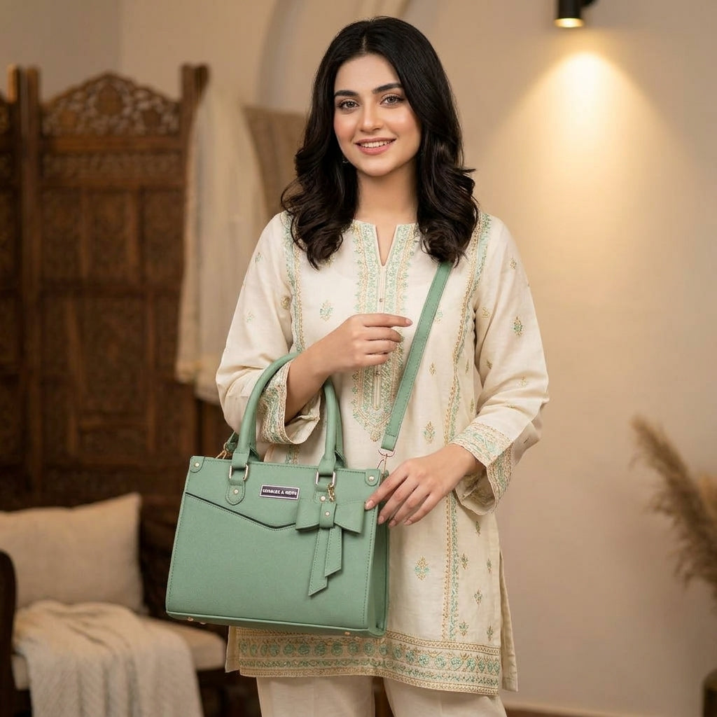 Mint Green Leather Shoulder Bag