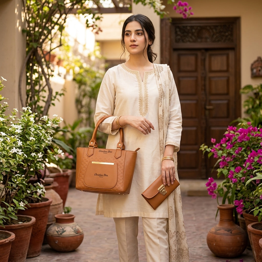 Women's Leather Plain Shoulder Bag – Mustard