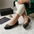 Women’s Synthetic Leather Fancy Pumps – Black