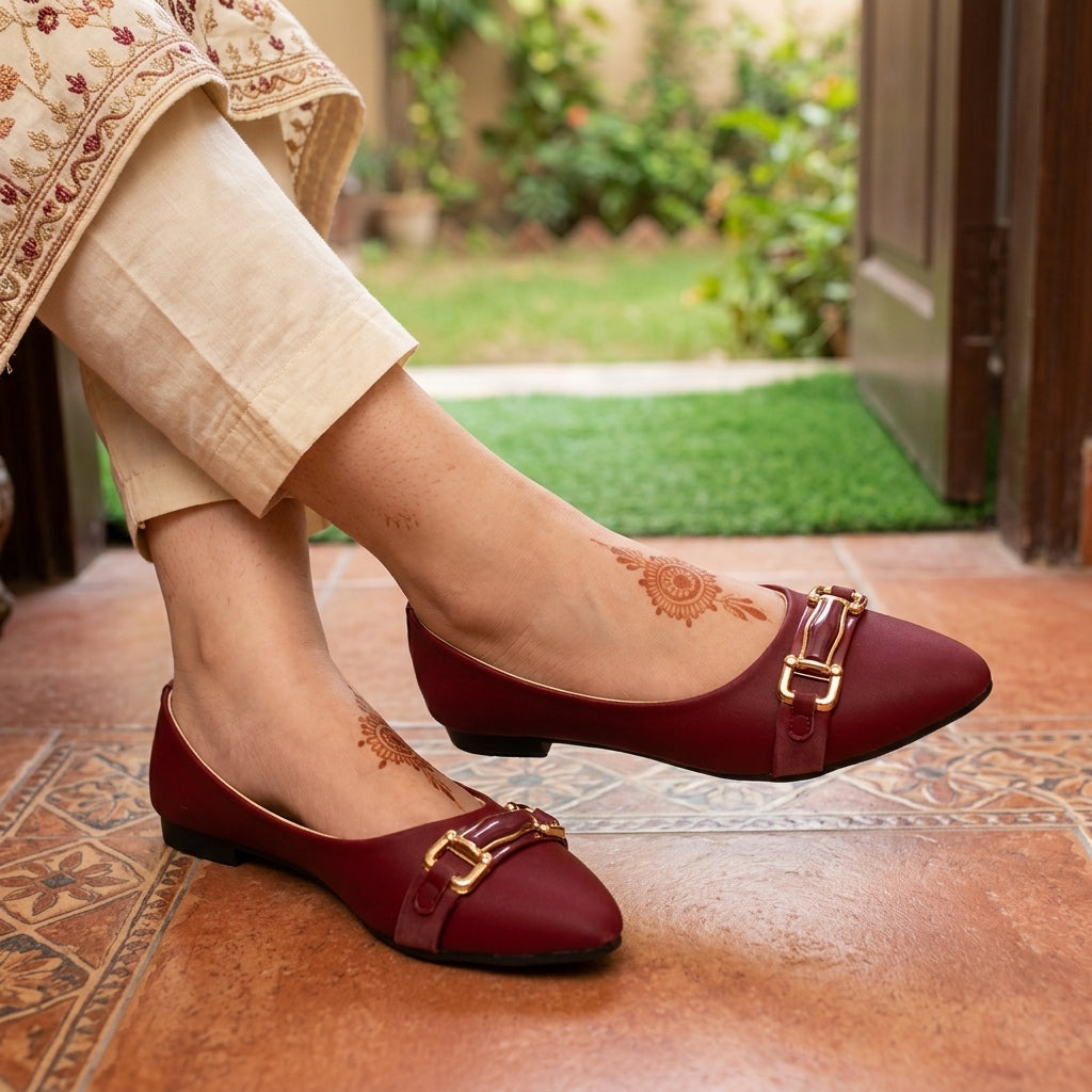 Women’s Synthetic Leather Fancy Pumps – Maroon