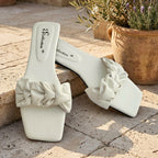 Elegant White Ruffled Flats for Women