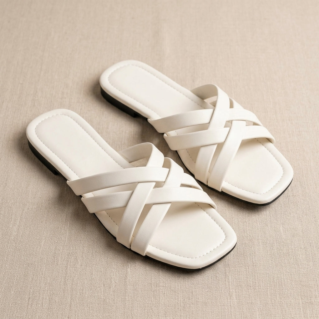 Elegant White Casual Slippers for Women