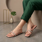 Stylish Pink Rhinestone Slides for Women