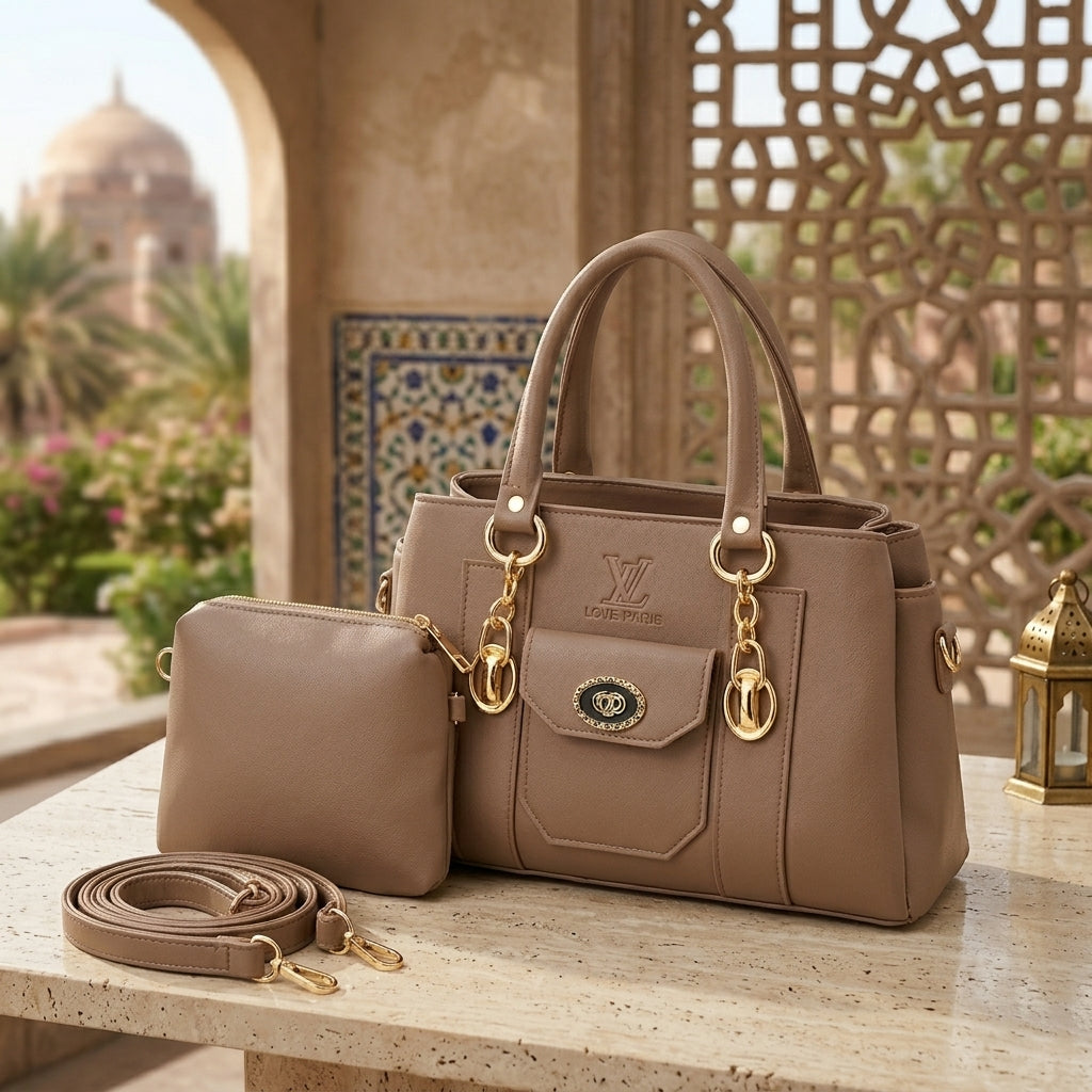 2-Piece Women’s Leather Handbag Set
