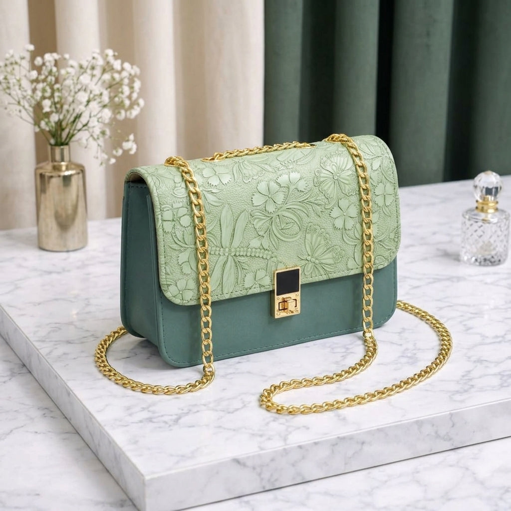 Stylish Green Chain Crossbody Bag