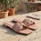 Stylish Pink Rhinestone Slides for Women
