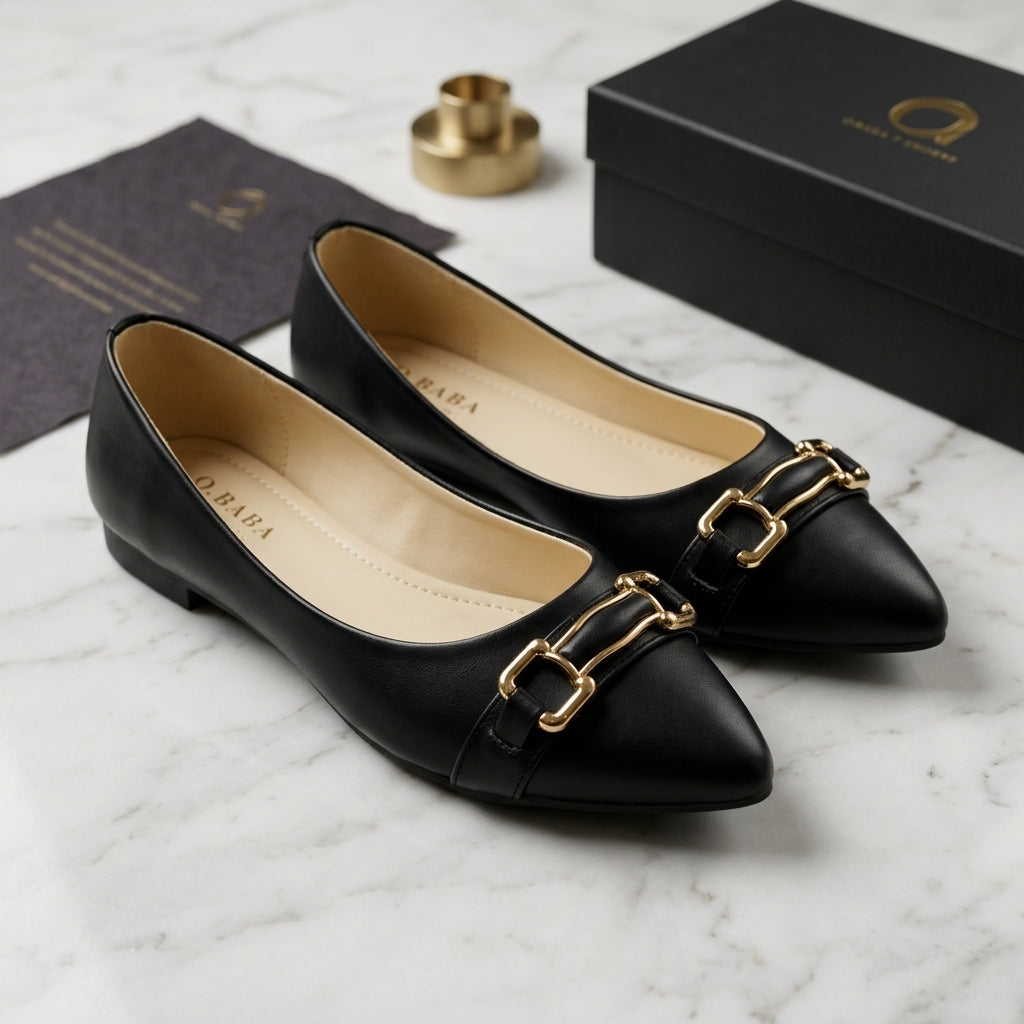 Women’s Synthetic Leather Fancy Pumps – Black