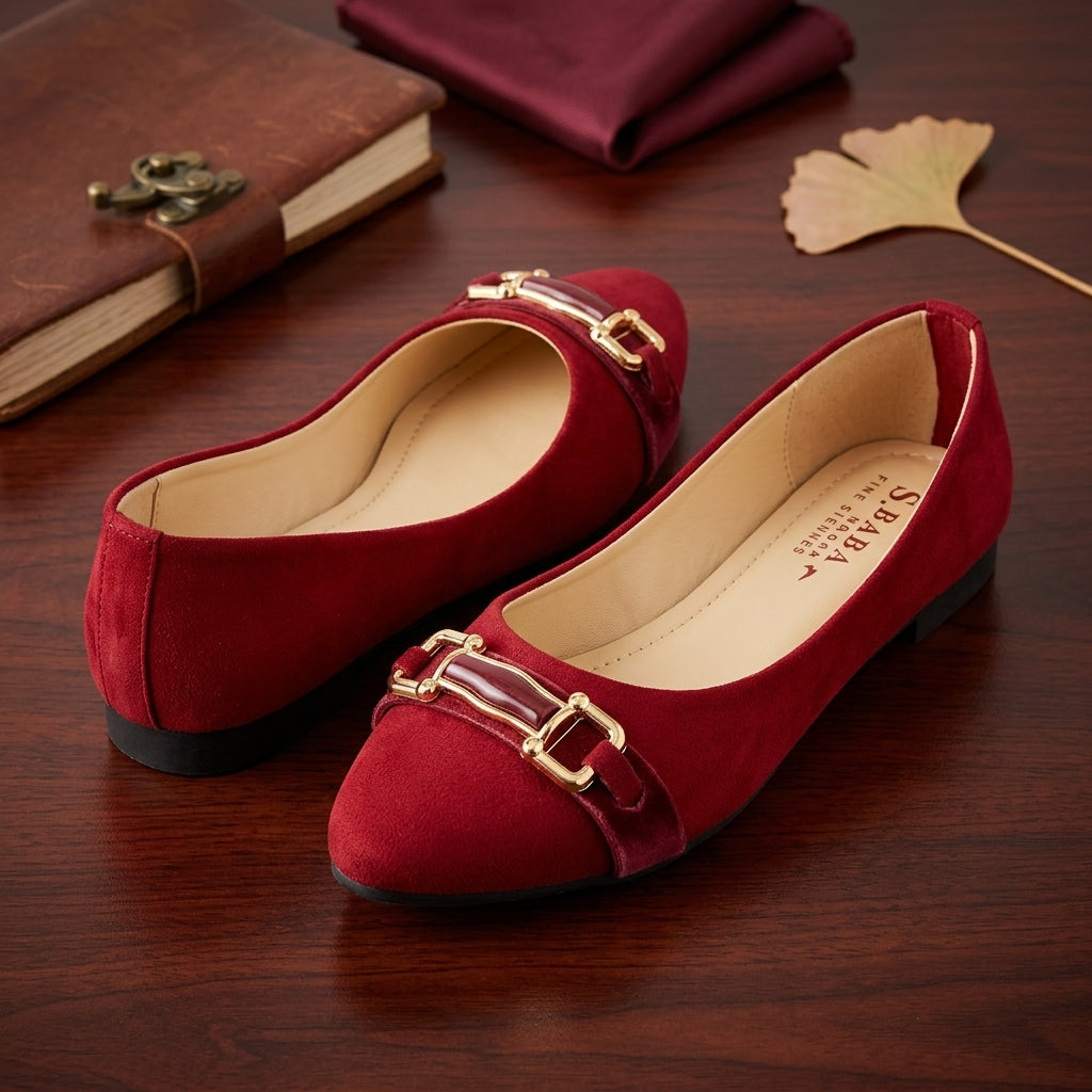 Women’s Synthetic Leather Fancy Pumps – Maroon