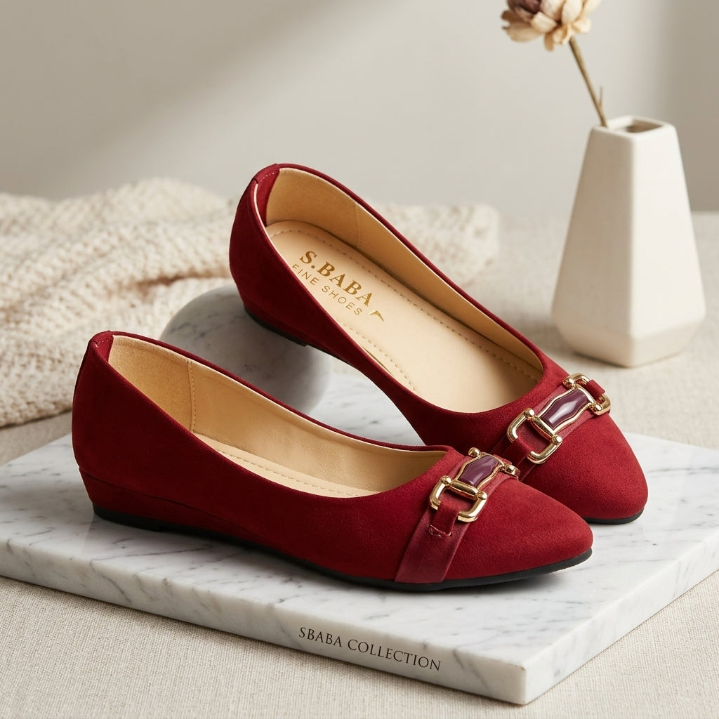Women’s Synthetic Leather Fancy Pumps – Maroon