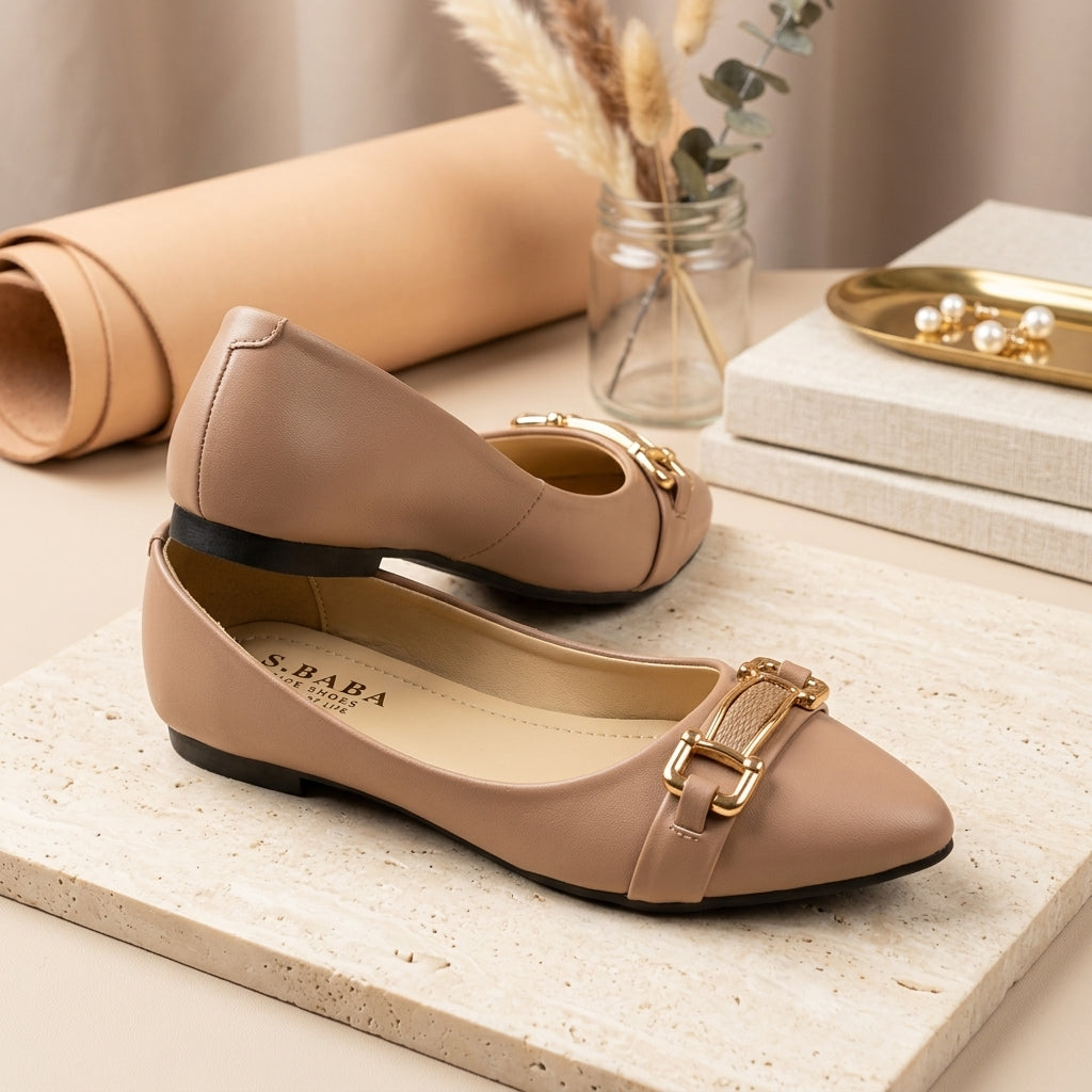 Women's Synthetic Leather Fancy Pumps – Beige