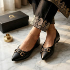Women’s Synthetic Leather Fancy Pumps – Black